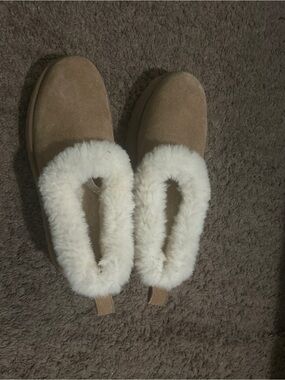 UGG Chestnut Suede Bootie with Cream Shearling Cuff